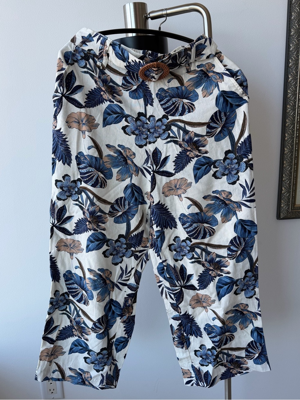 Sigrid Olsen Cropped Wide Leg Pants – Women’s US Size 2, Blue Floral